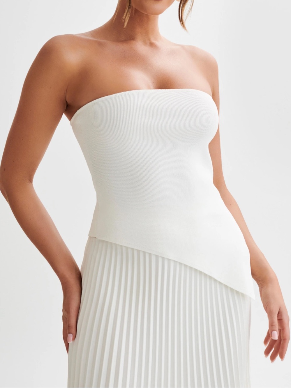 Meshki Sidney Asymmetrical Strapless Knit Top